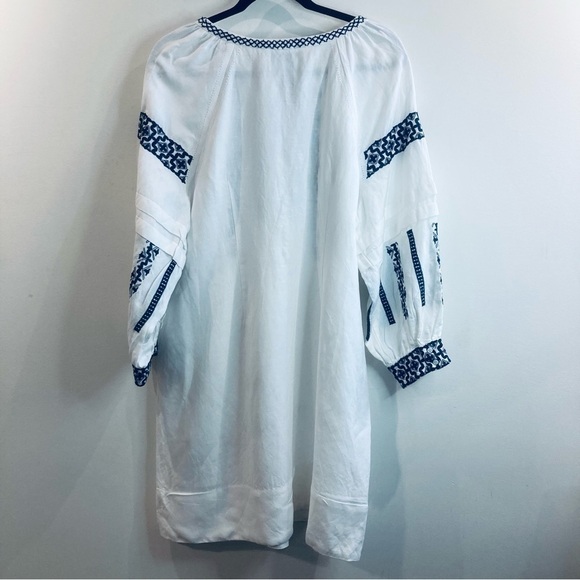 GRACE Sz L Embroidered Sleeves and Front Straight Lines Balloon  Sleeves Tunic - Picture 8 of 10